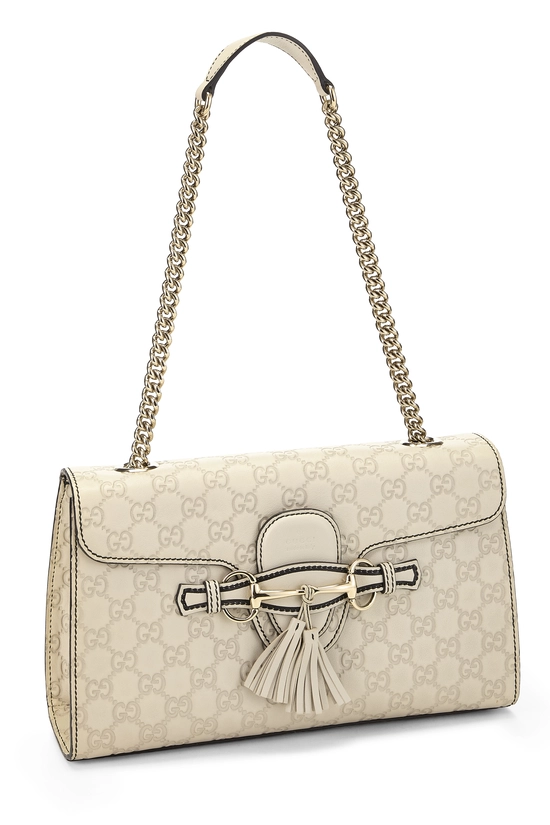 White Guccissima Leather Emily Chain Shoulder Bag, , large image number 1