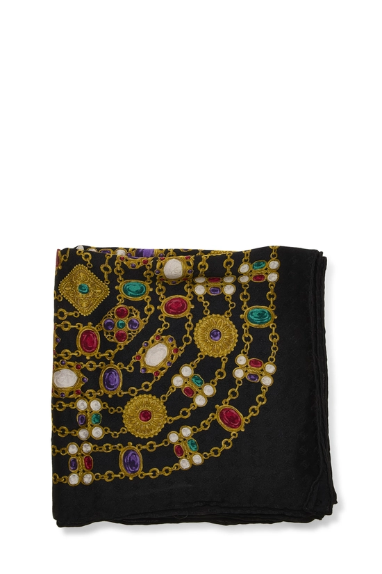 Black Gripoix Silk Scarf, , large image number 1