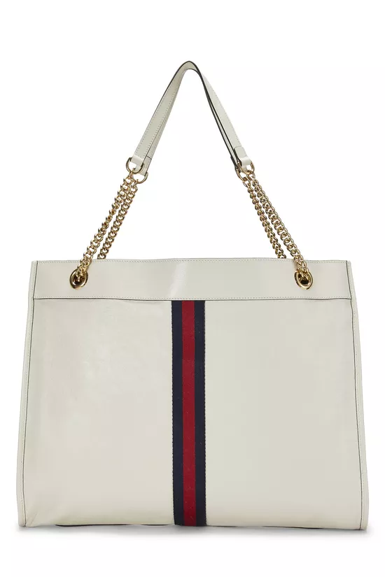 White Leather Web Rajah Tote Large, , large image number 3