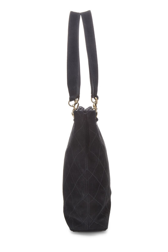 Black Quilted Suede Tote, , large image number 2