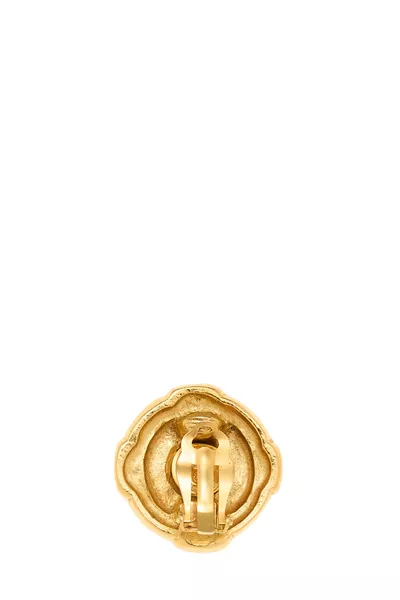 Gold Button Earrings, , large