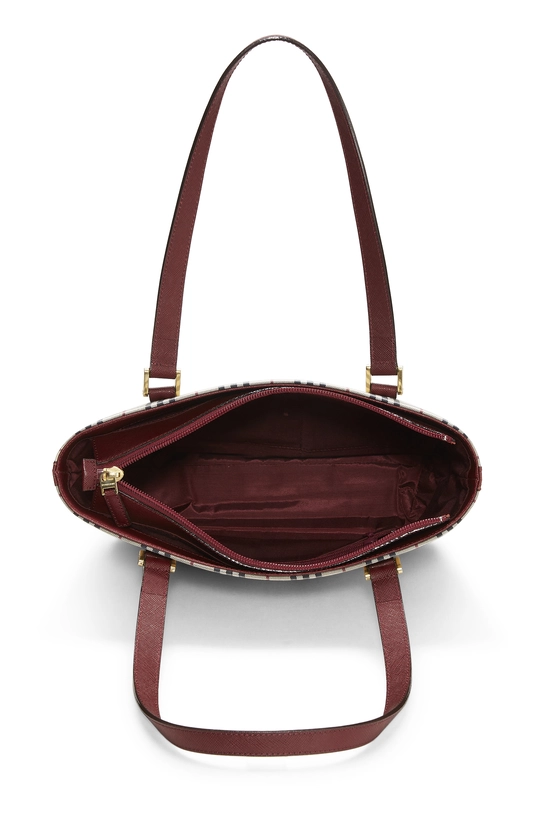 Burgundy House Check Jacquard Shoulder Bag Small, , large image number 5