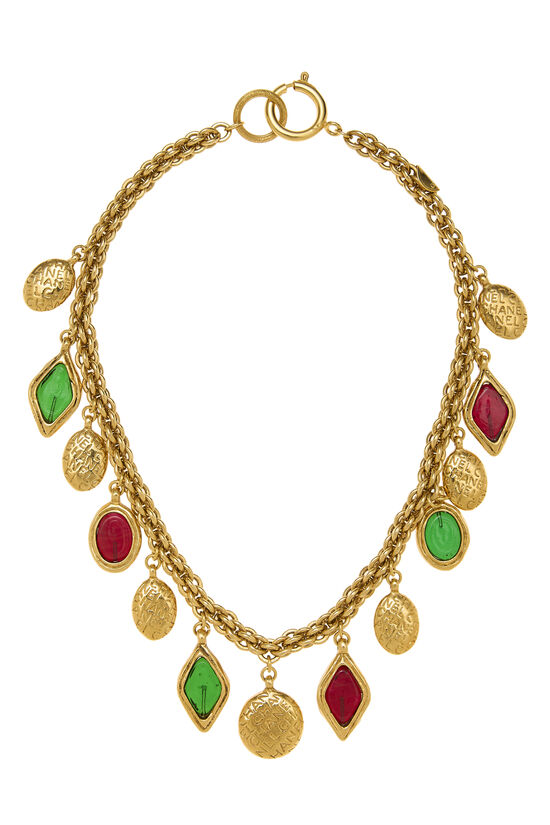 Gold & Multicolor Gripoix Charm Necklace, , large image number 0