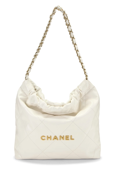 White Calfskin Chanel 22 Hobo Small