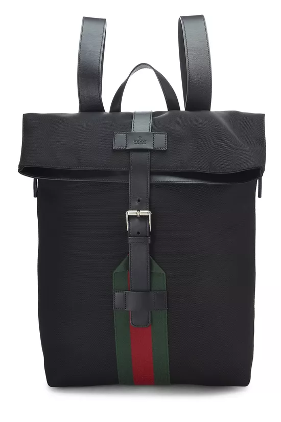 Black Techno Canvas Web Backpack, , large image number 0