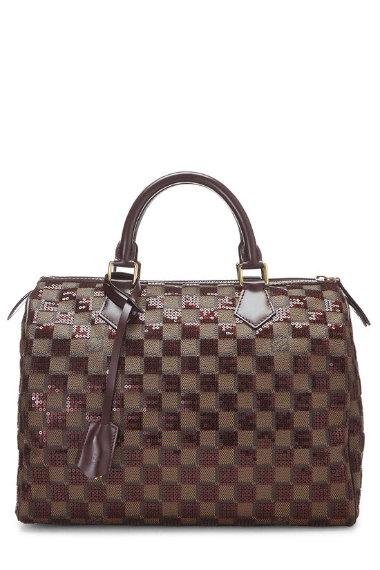 Red Damier Paillettes Speedy 30, , large image number 0