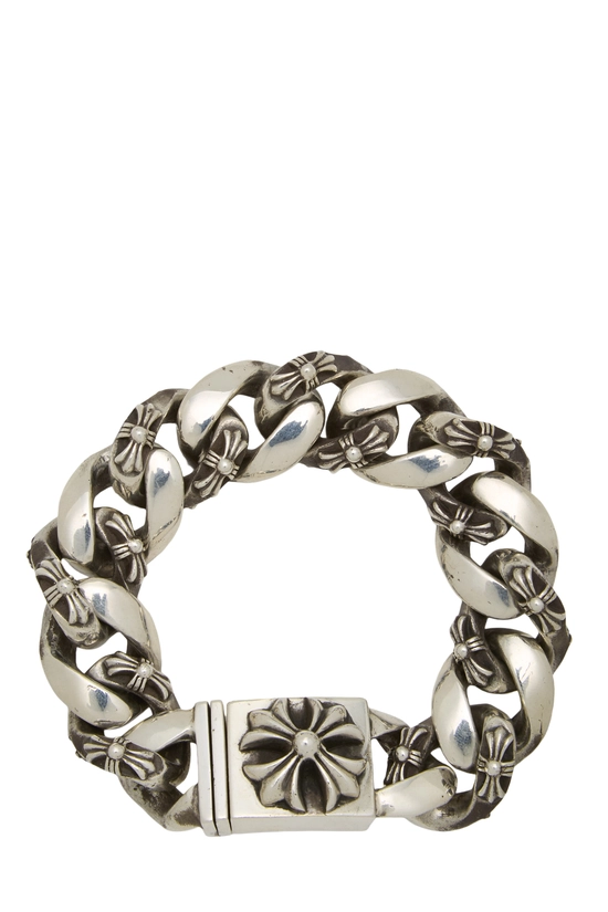 Sterling Silver Cross Box ID Fancy Link Bracelet, , large image number 0