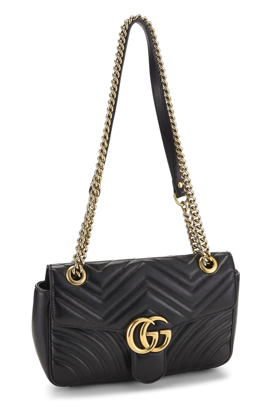 Black Leather Marmont Matelass&eacute; Shoulder Bag, , large image number 1