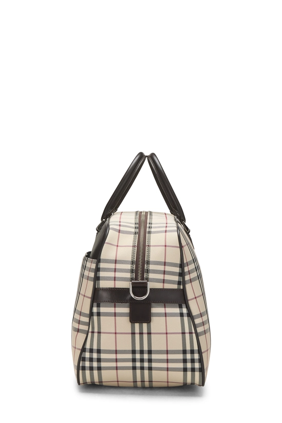 Brown Check Nylon Bowler Handbag Medium, , large image number 2