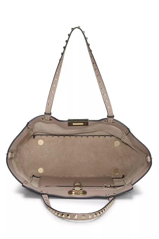 Pink Leather Rockstud Tote Bag, , large image number 5