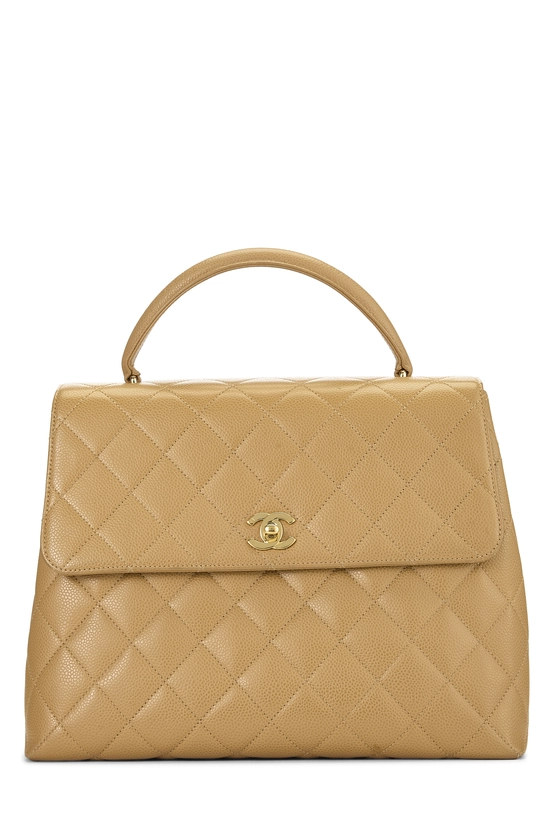 Beige Quilted Caviar Kelly, , large image number 0
