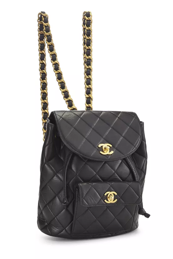 Black Quilted Lambskin Backpack Medium, , large image number 1