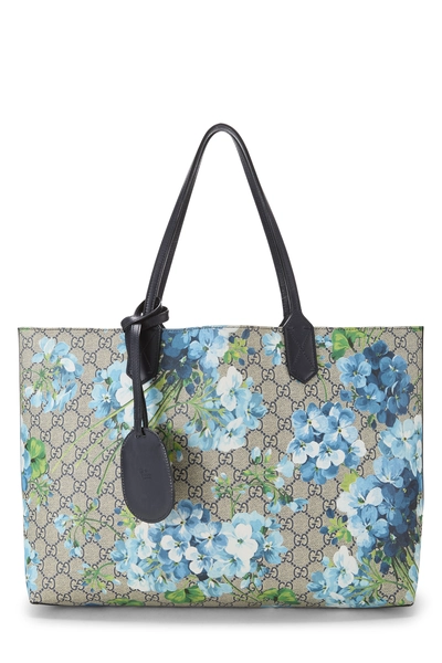 Blue GG Blooms Supreme Canvas Reversible Tote