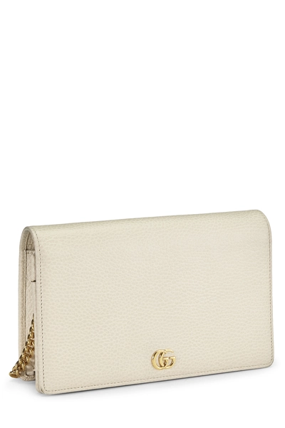 White Leather GG Marmont Wallet On Chain (WOC) Mini, , large