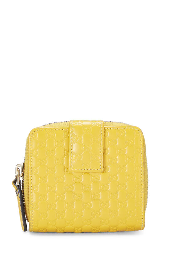 Yellow Microguccissima Leather Compact Wallet, , large image number 2