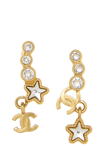 Gold & Crystal Star 'CC' Earrings