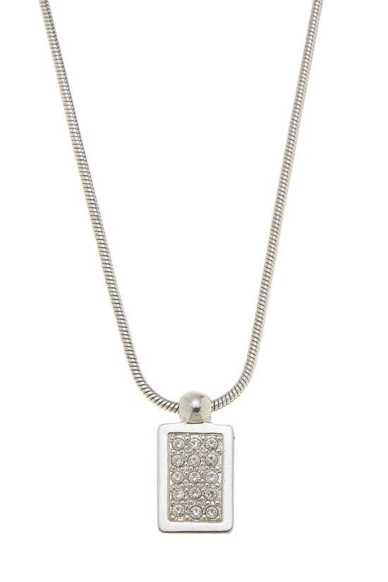 Silver & Crystal Dior Logo Bar Necklace, , large image number 1