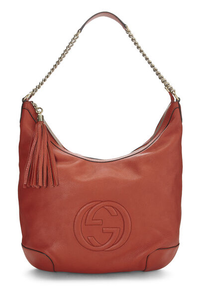 Orange Leather Soho Chain Hobo Large