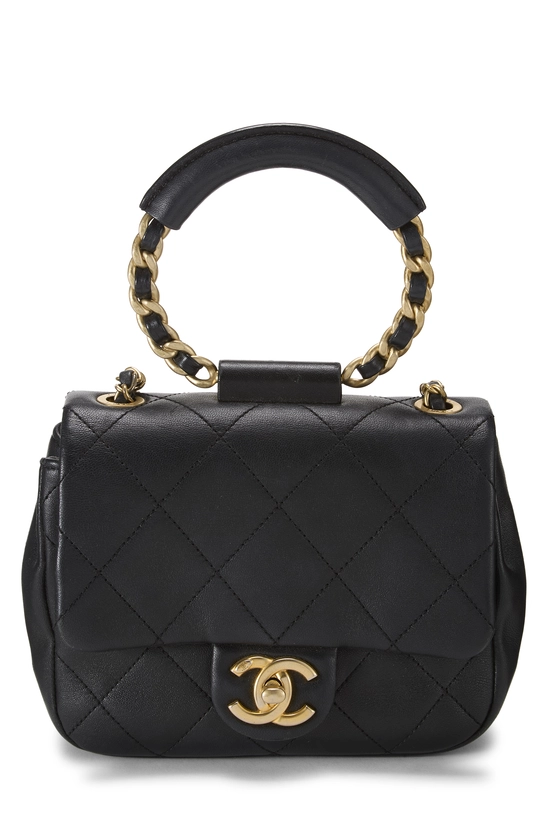 Black Quilted Lambskin In The Loop Handle Flap Bag Small, , large image number 0