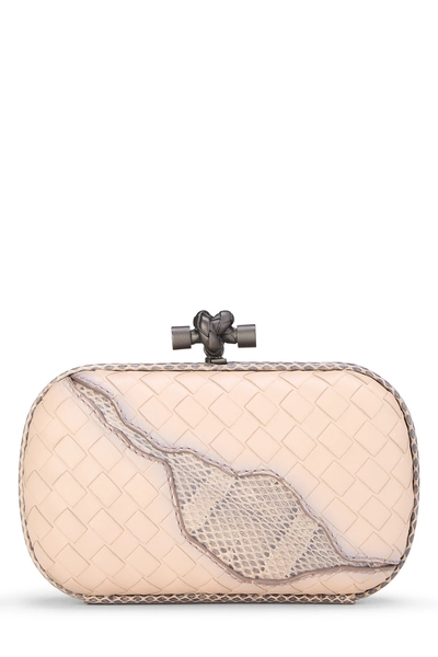 Pink Intrecciato Python Clutch