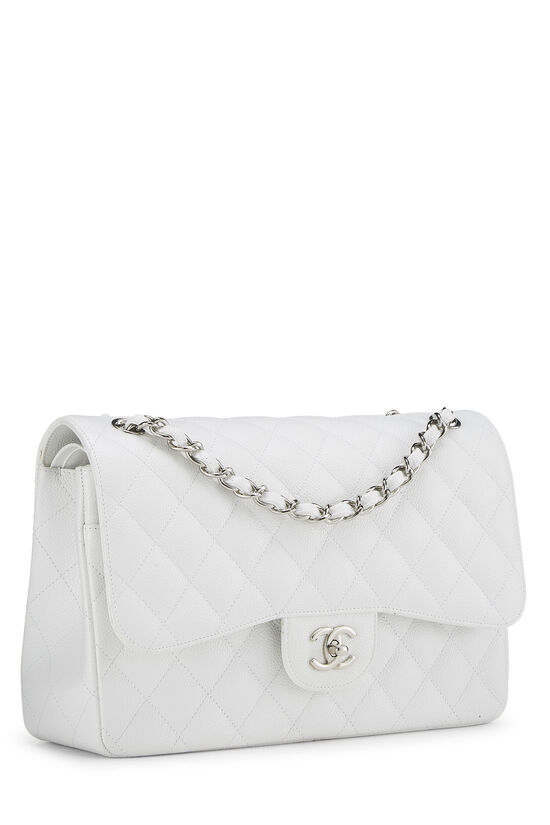 White Quilted Caviar New Classic Double Flap Jumbo, , large image number 2
