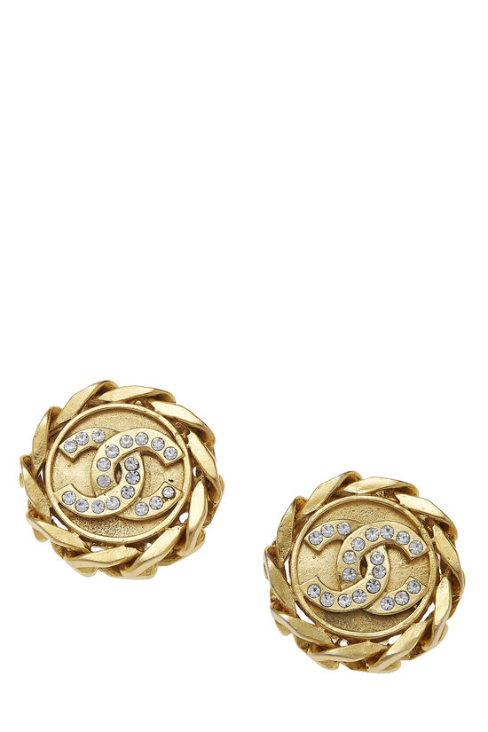 Chanel Gold & Crystal 'CC' Chain Border Earrings Q6JAEV0RDB027