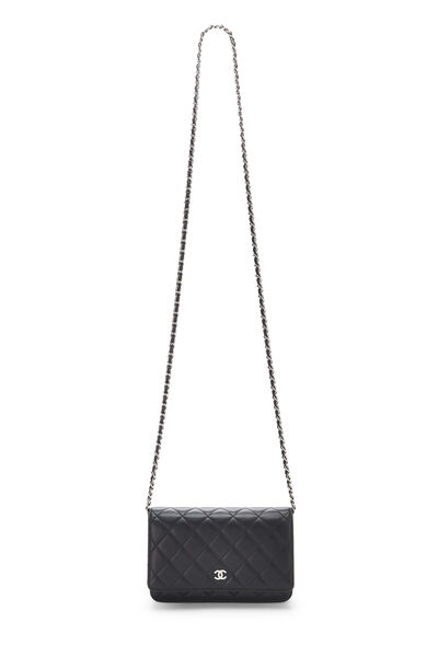 Black Quilted Lambskin Classic Wallet On Chain (WOC), , large