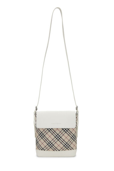 White Check Canvas Crossbody Small , , large