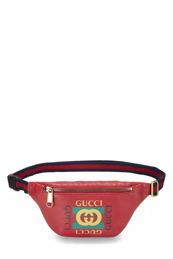 Red Leather Logo Printed Belt Bag Small, , large image number 0