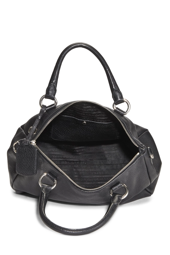 Pre-Owned Black Vitello Daino Convertible Zip Handbag QNB1RGABKB00F