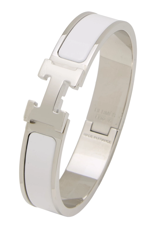 White Enamel Clic-Clac 'H' Bracelet Narrow PM, , large image number 0