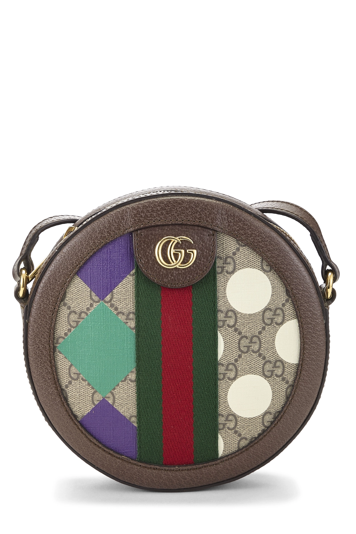 Gucci Brown GG Supreme Canvas Ophidia Round Bag