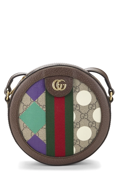 Gucci Brown GG Supreme Canvas Ophidia Round Bag
