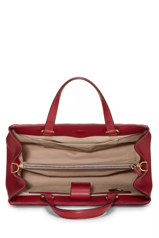 Red Leather GG Marmont Top Handle Bag Medium, , large image number 5