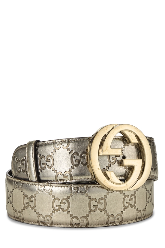 Gold Guccissima Leather Interlocking GG Belt 80, , large image number 0