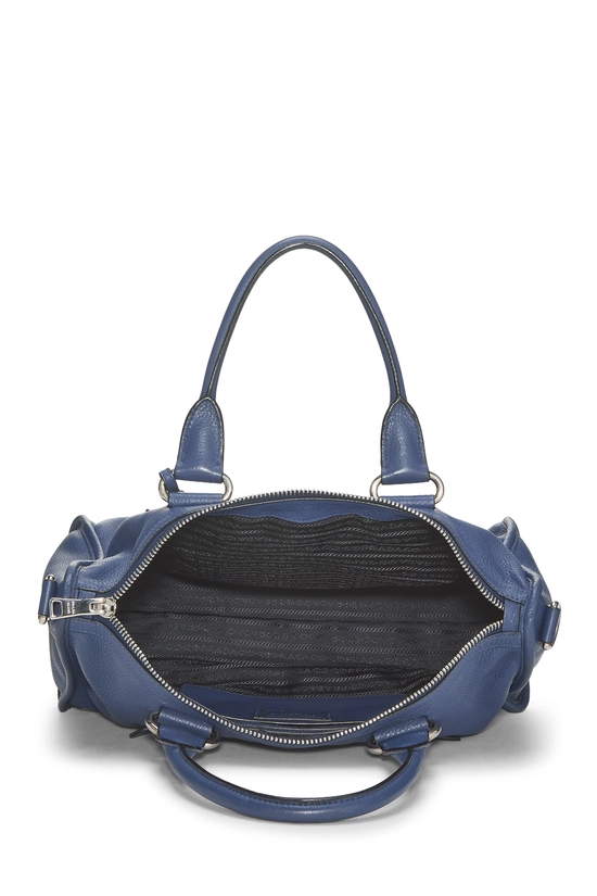 Blue Vitello Daino Convertible Zip Handbag, , large image number 5