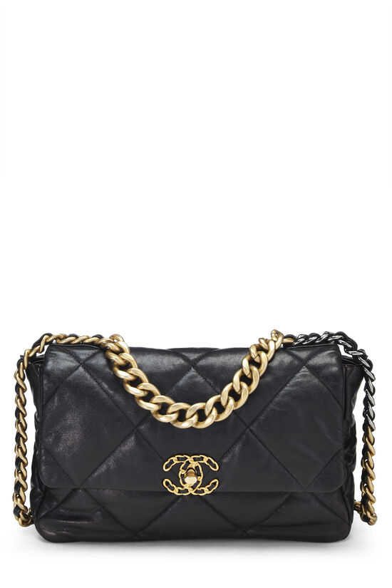 Black Quilted Lambskin Chanel 19 Flap Bag Q6B1T31IK5000 | WGACA