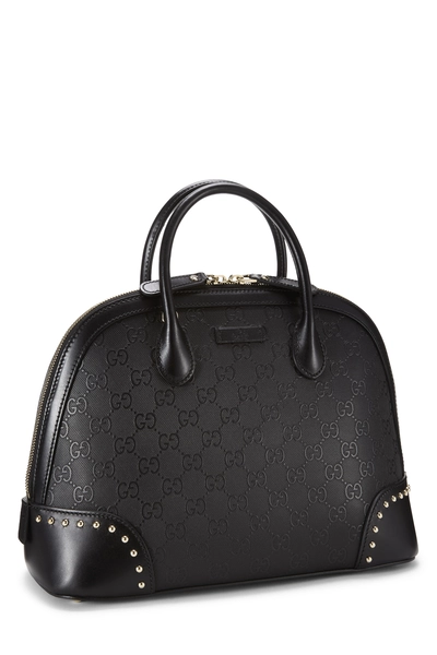 Black Embossed Top Handle Convertible Handbag, , large