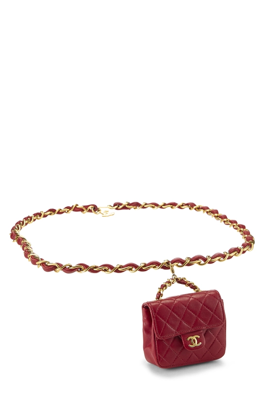 Red Quilted Lambskin Belt Bag Micro, , large image number 1