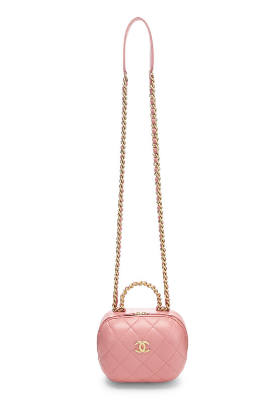 Chanel CC Chain Handle Zip Around Vanity Case with Chain Quilted Lambskin  Mini at 1stDibs