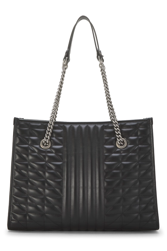 Black Leather GG Marmont Tote, , large image number 3