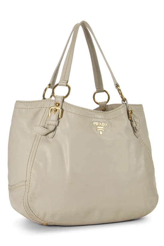 White Calfskin Leather Buckle Tote, , large image number 1
