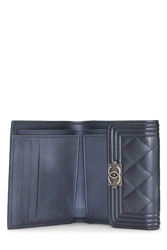 Navy Lambskin Boy Compact Wallet, , large image number 3