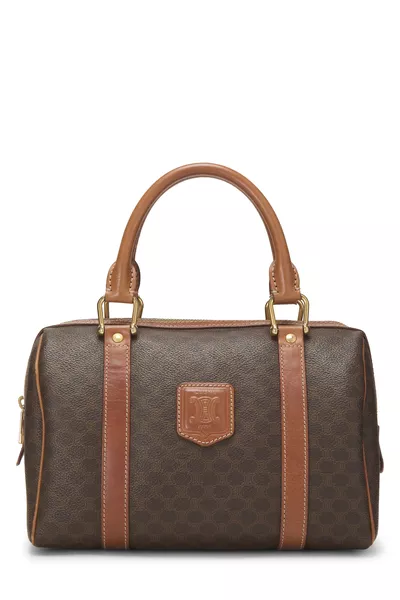 Brown Coated Canvas Macadam Handbag