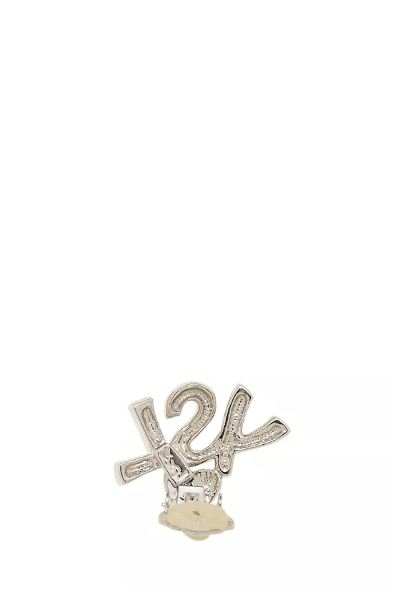 Silver Crystal Logo Earrings, , large image number 2