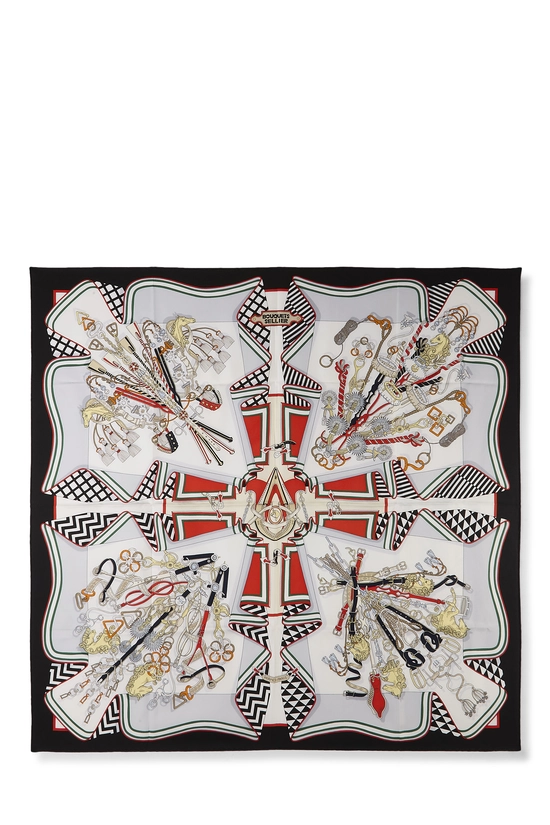 Black & Multicolor 'Bouquets Sellier' Silk Scarf 90, , large image number 0