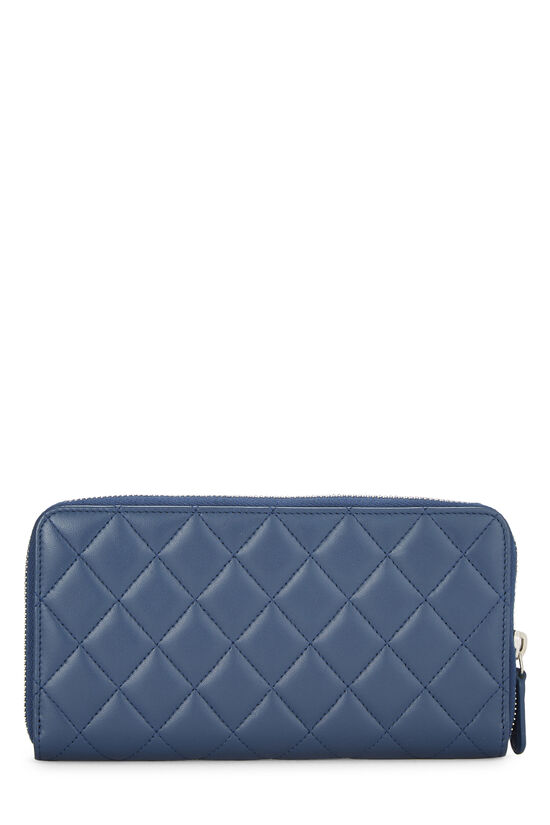 Blue Quilted Lambskin Classic Zip Wallet, , large image number 2