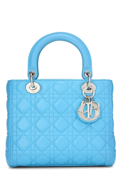 Blue Cannage Quilted Lambskin Lady Dior Medium