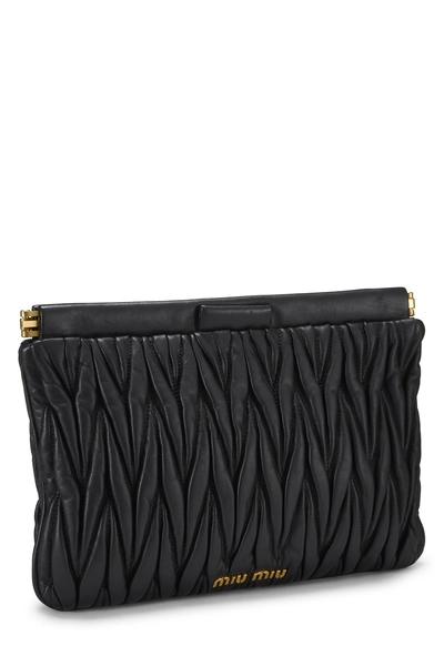 Black Nappa Matelass&eacute; Chain Clutch, , large