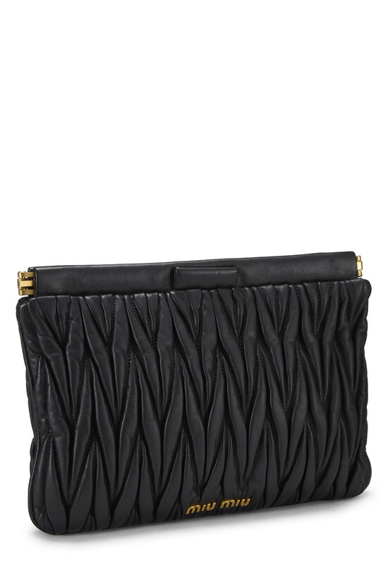 Black Nappa Matelass&eacute; Chain Clutch, , large image number 1